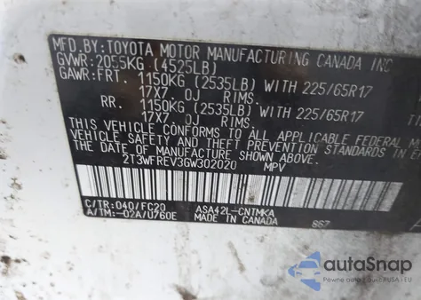 2016 Toyota Rav4 Xle z USA, uszkodzony, nr VIN 2T3WFREV3GW302020